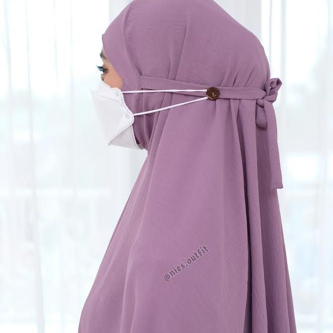 (GoodSeller) "NEW ARRIVAL" NIES OUTFIT - SYAHIRA BUTTON MASK Khimar dengan Kancing