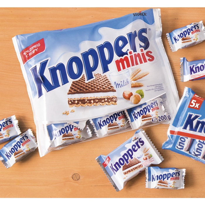 

STORCK KNOPPERS MIINIS 192 GR CRISPY WAFER MILK CHOCOLATE HAZELNUT