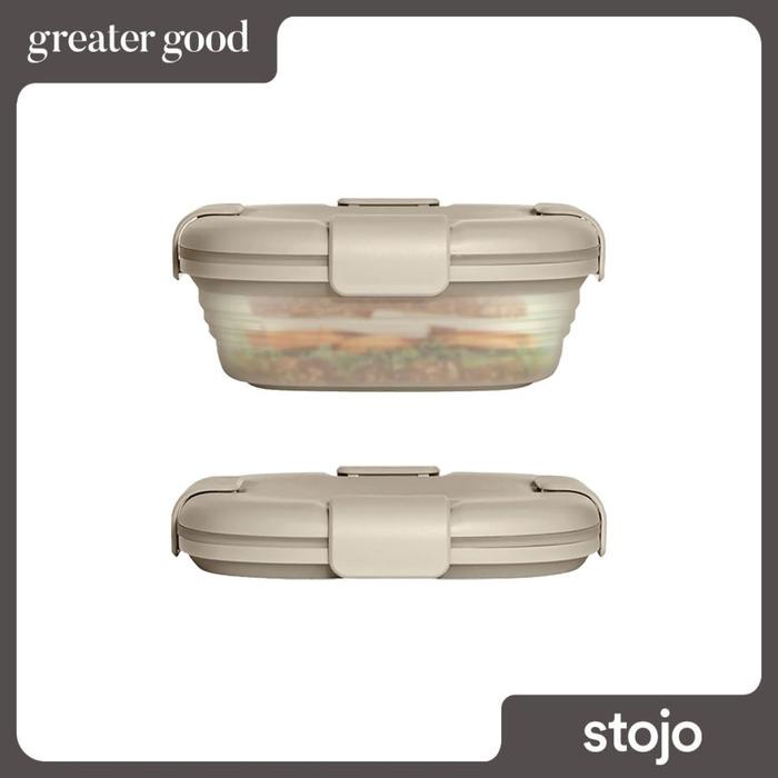 Stojo - Collapsible Food Box In Translucent Oat 24 Oz, 700 Ml / Kotak Makan Silikon Lipat Travel