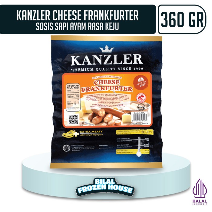 

Lezat- Sosis Kanzler Cheese Frankfurter 360gr - Sosis Sapi Ayam Rasa keju