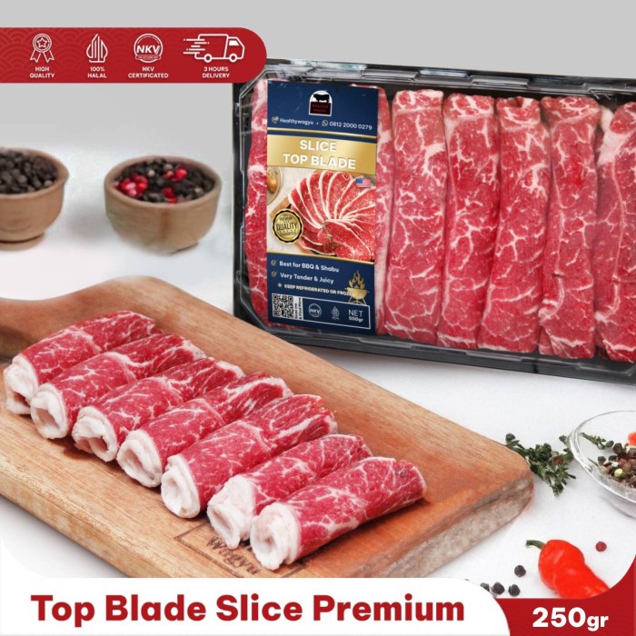 

Lezat- Slice Top Blade US Angus Beef 250gr Healthy Wagyu