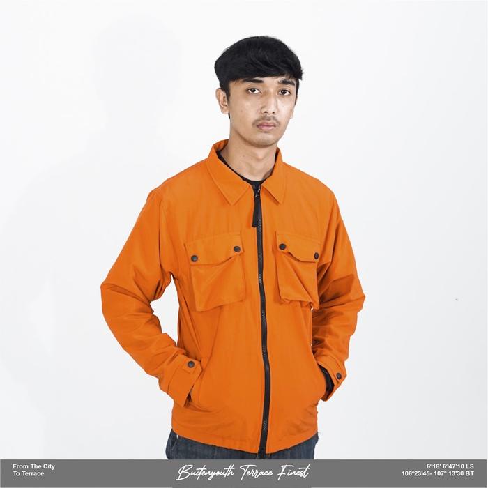 BUITENYOUTH OVERSHIRT LUGER ORANGE DOUBLE ZIPPER
