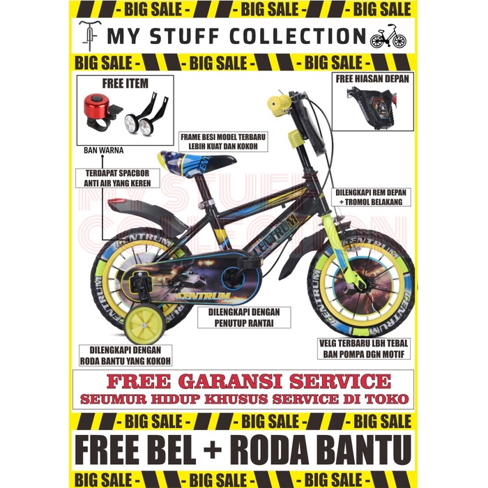 Sepeda Bmx Anak Ukuran 12 In Cocok Untuk Usia 2 - 4 Tahun + Roda 4