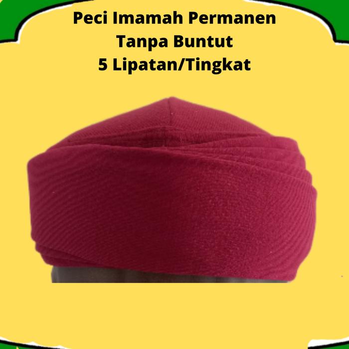Peci Sorban Imamah Permanen 3 Meter Tanpa Buntut Polos Katun Dewasa Hijau Hitam Putih