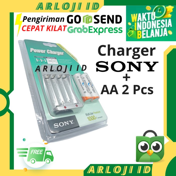 Charger Baterai AA AAA SONY + Batre AA Rechargeable Sony Casan Batre