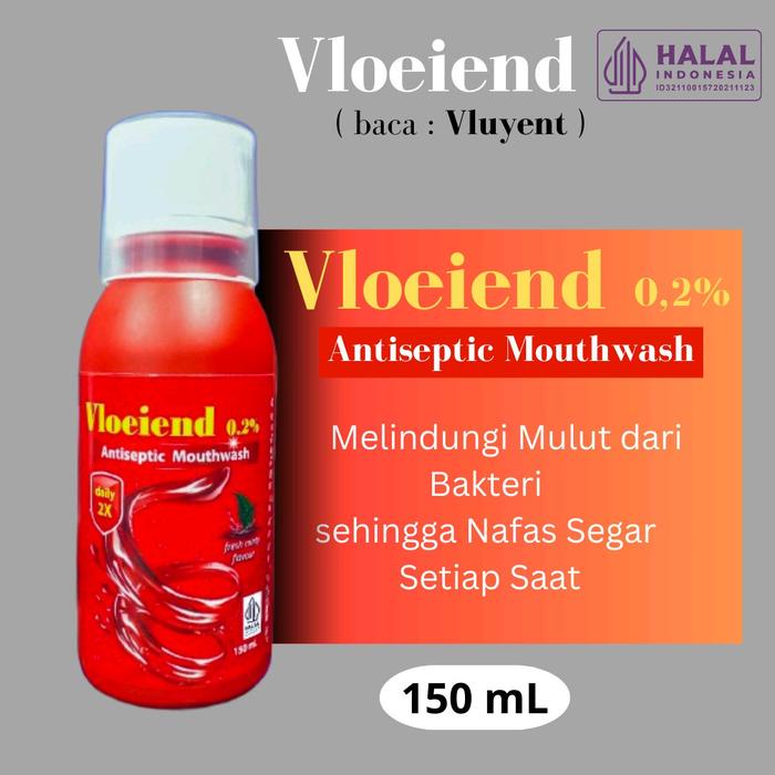 Vloeiend 0,2% Antiseptic Mouthwash Obat Kumur Antibakteri Chlorhexidine Gluconate 150 mL - Gusi, Bau