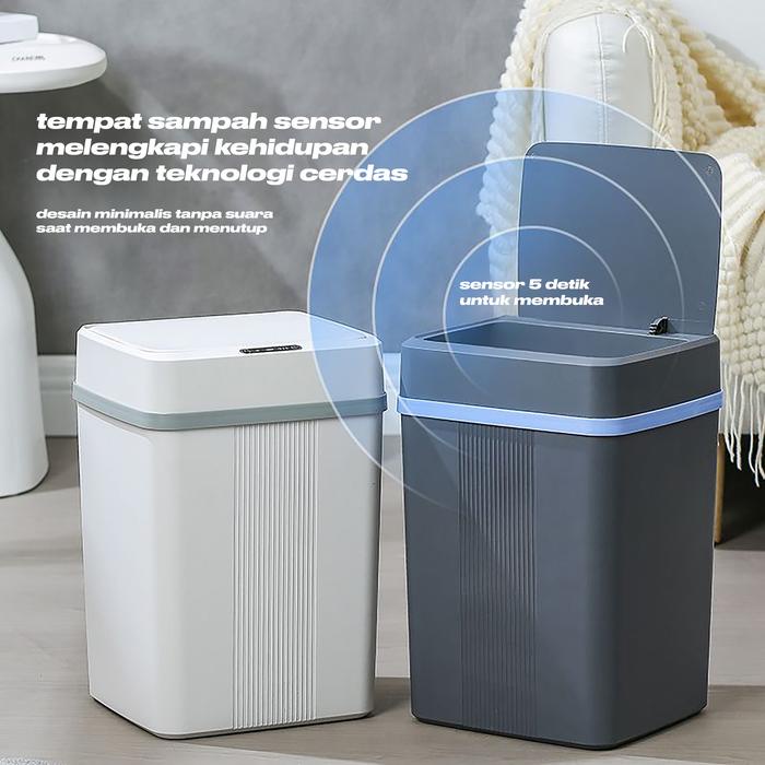 Terbaru P Plus (Menggunakan Colokan Usb) Tempat Sampah Inframerah 18L/Diskon 50%/Tong Sampah