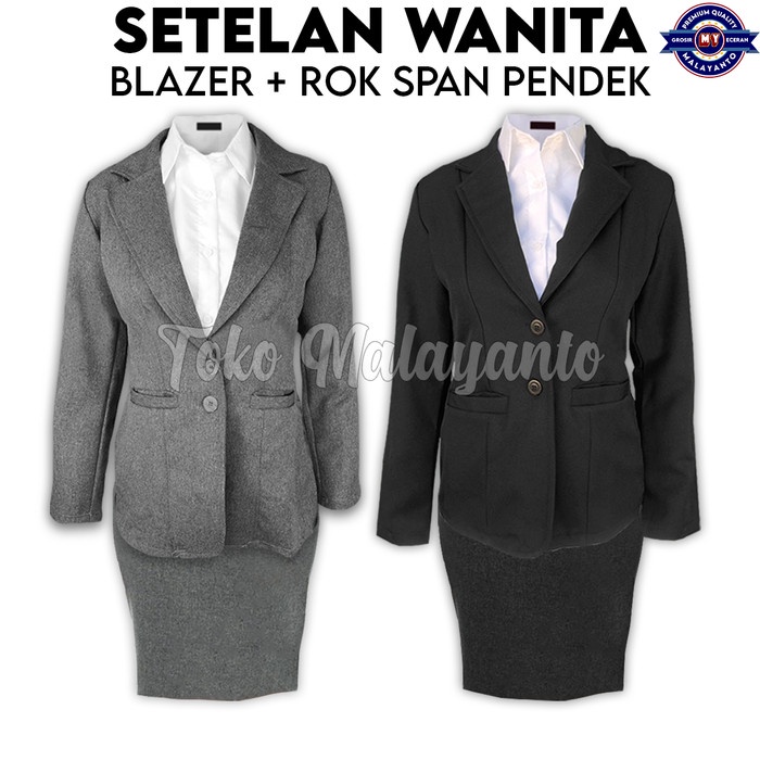 Setelan Jas Wanita, Blazer & Rok Span Pendek / Rok Mini / Rok Kerja