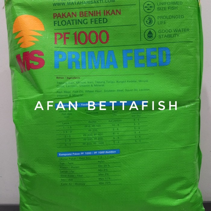 READY.. PF 1000 10 KG PAKAN PELET BENIH BIBIT IKAN NILA LELE GURAME PRIMA FEED 1000 10 KG 1 KARUNG