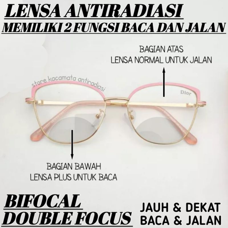 TrendyGaya- Kacamata Double Focus Baca Dan Jalan Antiradiasi Wanita Kacamata Plus Baca Dan Jalan