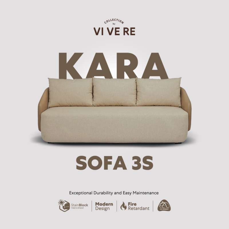 VIVERE Kara Sofa 3 Seater - Sofa Ruang Tamu *