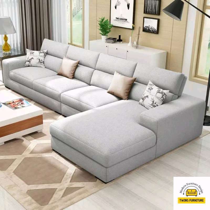 sofa L shape minimalis sofa ruang tamu fullset kursi kayu berkualitas *