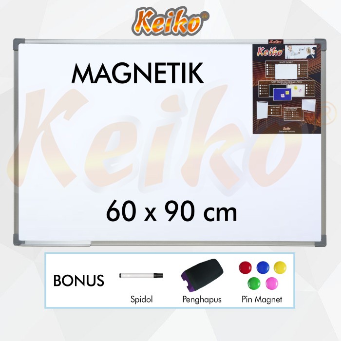 

TERLARIS Papan Tulis Whiteboard Gantung Magnet Single Face Keiko 60 x 90 cm