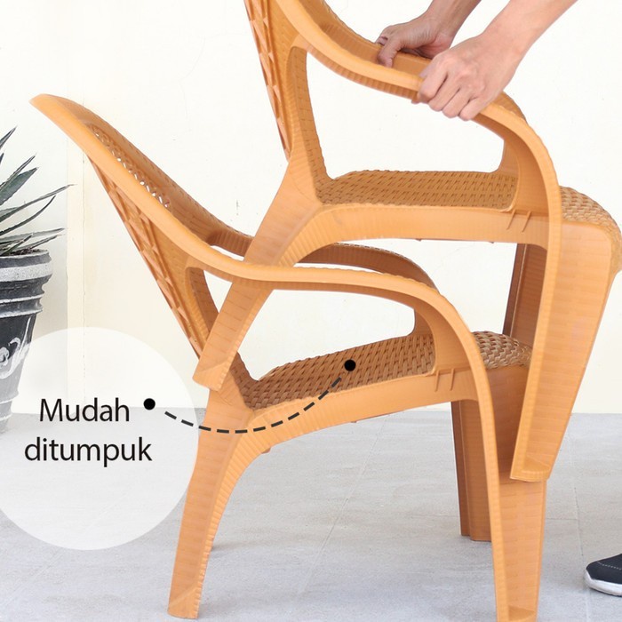 BANGKU TERAS TABITHA SANTAI ROTAN PLASTIK KURSI BANGKU SANTAI ROTAN