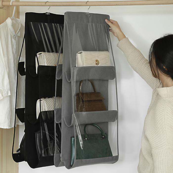 Tas Gantung Penyimpanan Organizer Tas Handbag Transparan di Pintu / Dinding / Lemari