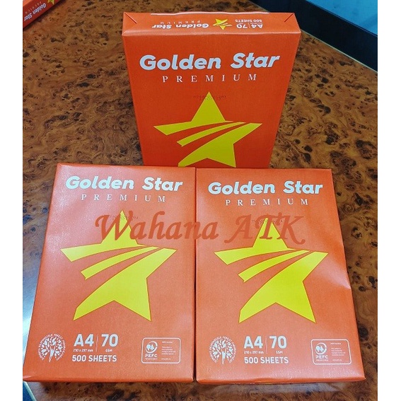 

Kertas hvs Golden Star A4 70 gr - 1 box isi 8 rim