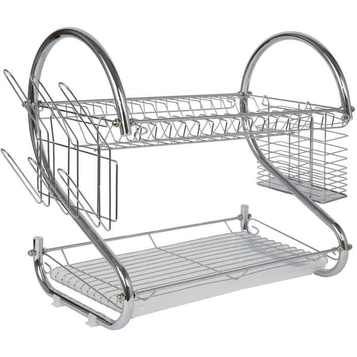 OBRAL Rak Piring Stainless Jumbo 2 Susun Tingkat Peralatan Dapur Serbaguna