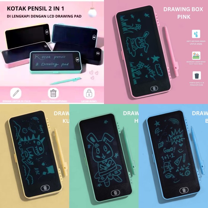 

Kotak Pensil Case Lcd Writing Drawing Box Case Pencil Drawing Pad Edukasi 2in1 Mainan Tablet gambar