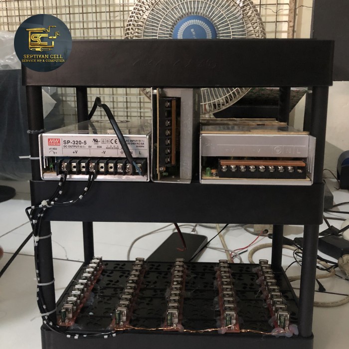 Paketan Rig Mining / Rak Mining Verus Coin Android 50Port + Psu (Baca Noted)