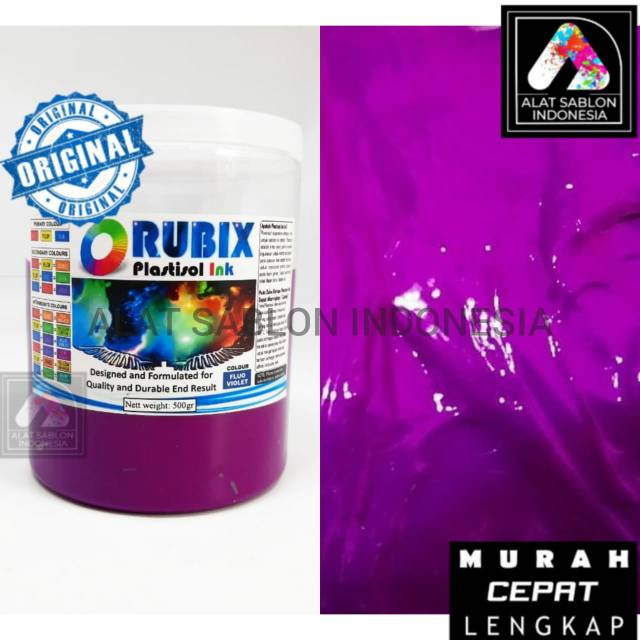 

Tinta Sablon Plastisol Rubix Ungu Stabilo Flo Violet 500Gr