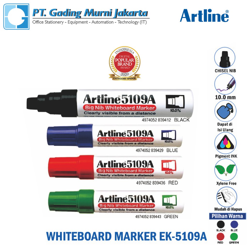 

Spidol Whiteboard Marker Big Nib Artline Ek-5109A