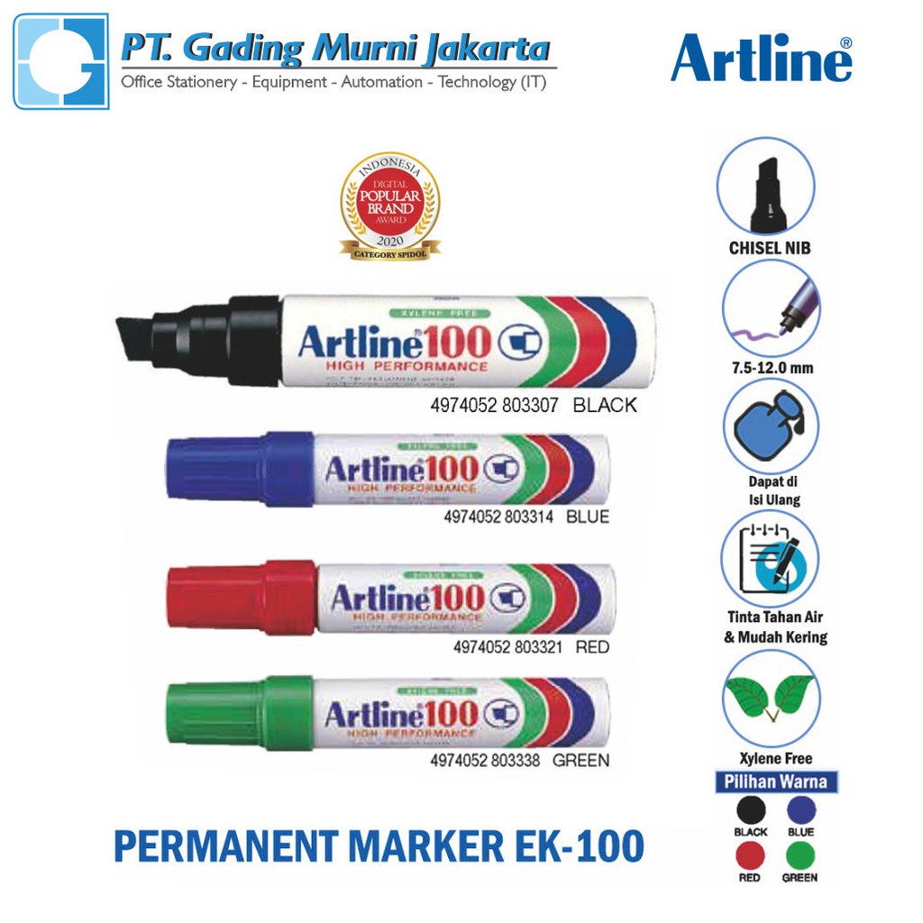 

Spidol Permanent Marker Artline Ek-100