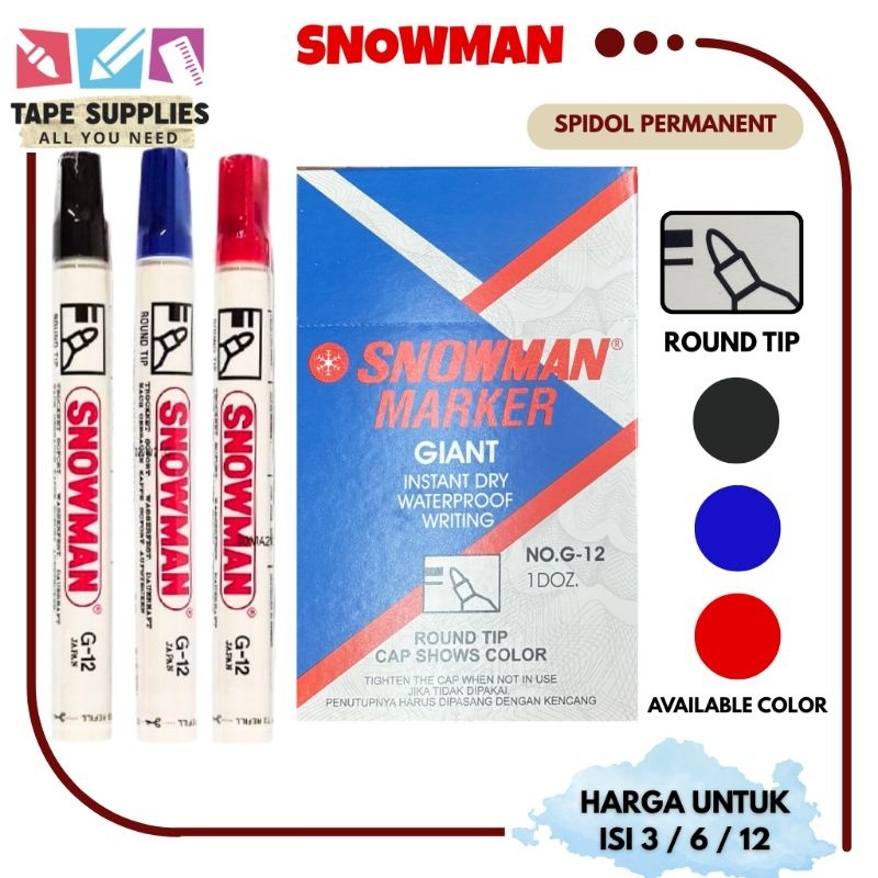 

Spidol Permanent Marker Snowman G-12 (3Pcs / 6Pcs / 12Pcs)