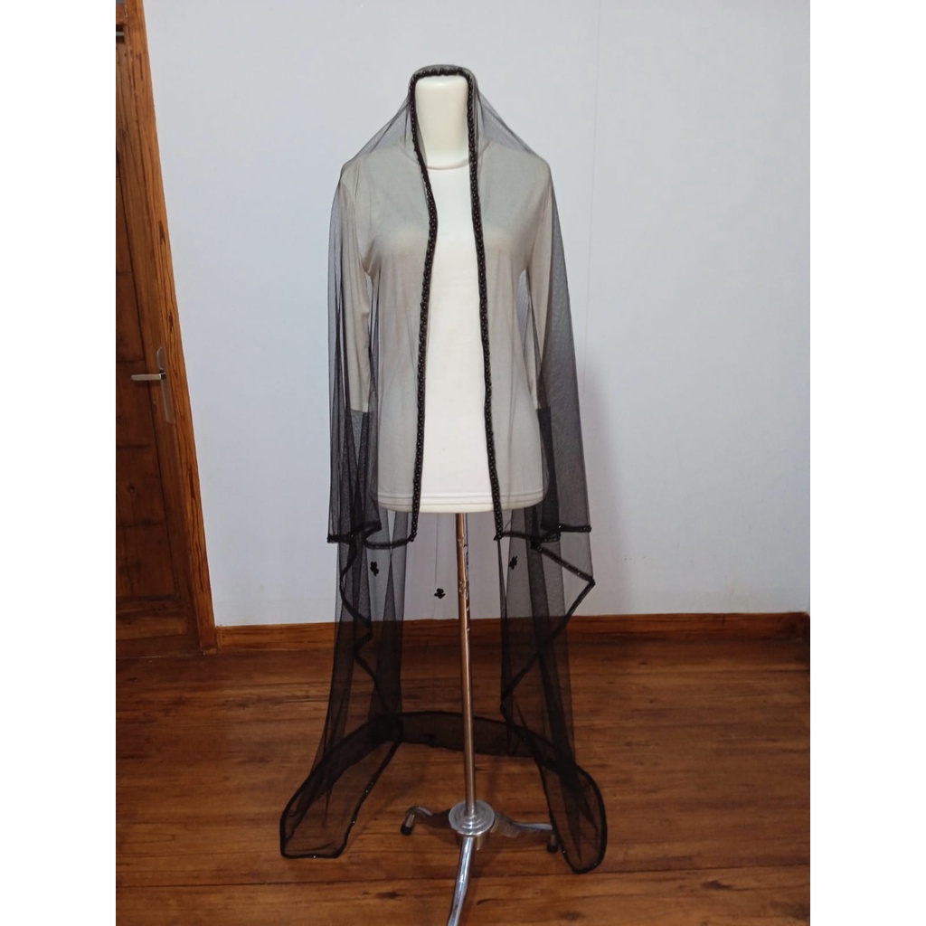 [Panjang 2M Hitam] Kerudung Pengantin Mutiara / Slayer Pengantin / Veil Wedding / Slayer Wedding