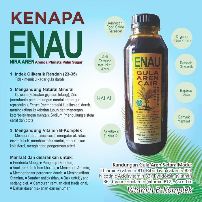 

Gula Aren Cair organik ENAU 100% murni nira Aren kemasan 5 Liter