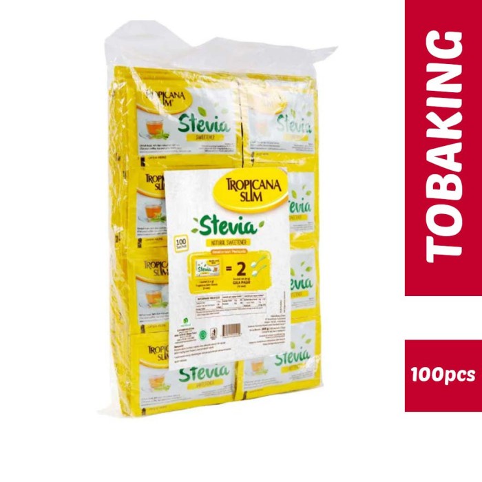 

Stevia Tropicana Slim 100 sachet Sweetener gula