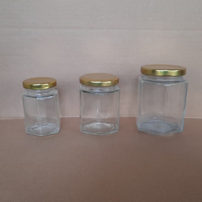 (Expert) Jar kaca segi enam / hexagonal 280 ml 100% baru import