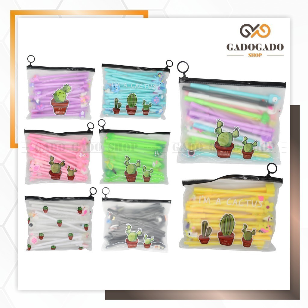 

GGS HL0078 Pena Karakter Set Pouch Isi 20 Pcs Tempat Pensil Transparan Zipper Bag Y1072