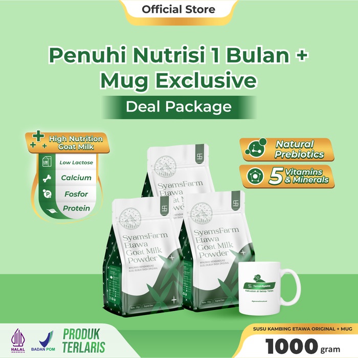 

Promo Ternak Syams Bundling 3 Susu Kambing Etawa Bubuk 1000Gr Rasa Original Ready