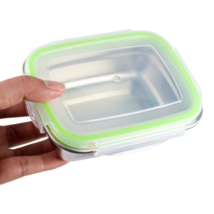 (Expert) Kotak Makan Stainless Steel Anti Tumpah Lunch Box Metode Lock N Lock