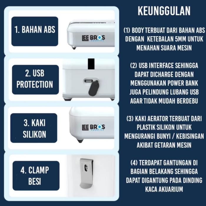 Purrfect Grooming Silent Aerator Pump Ac Dc Usb / Chargeable Aerator Air Pump