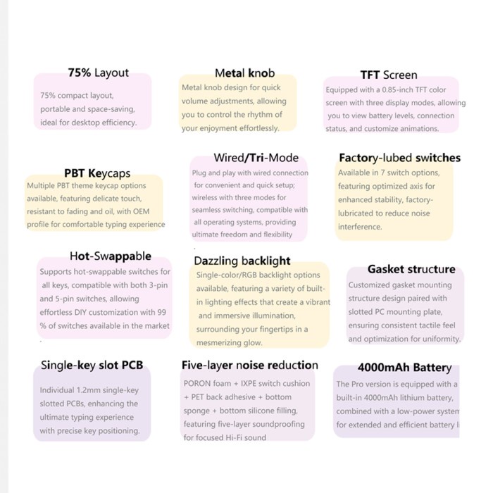 [Expert] Ajazz AK820 GTS 75% Mechanical Keyboard Wired RGB