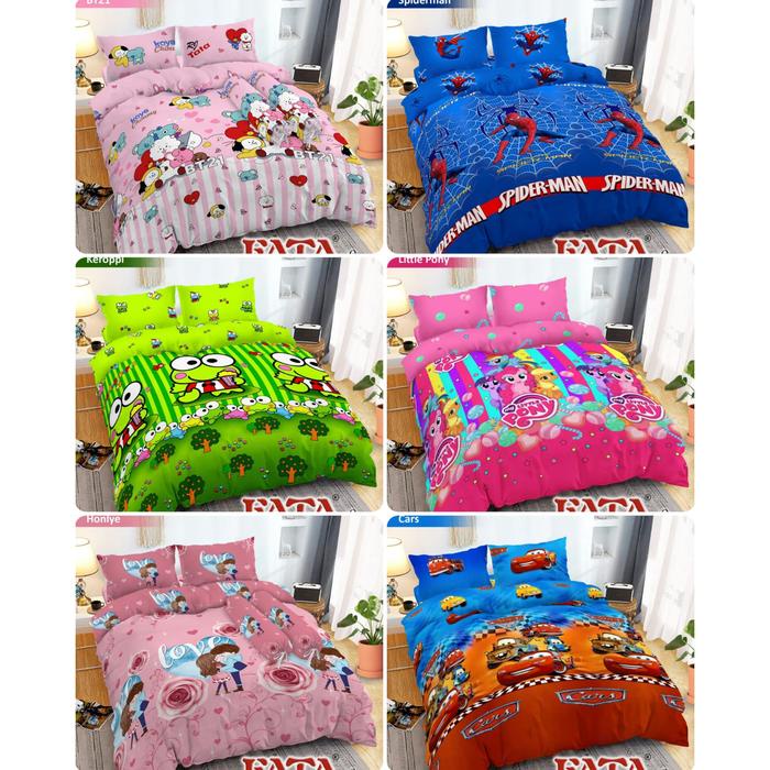 Terbaru- Grosir Fata Karakter Kartun Bedcover Set King 180x200x20 & Queen 160x200x20 / Bedcover
