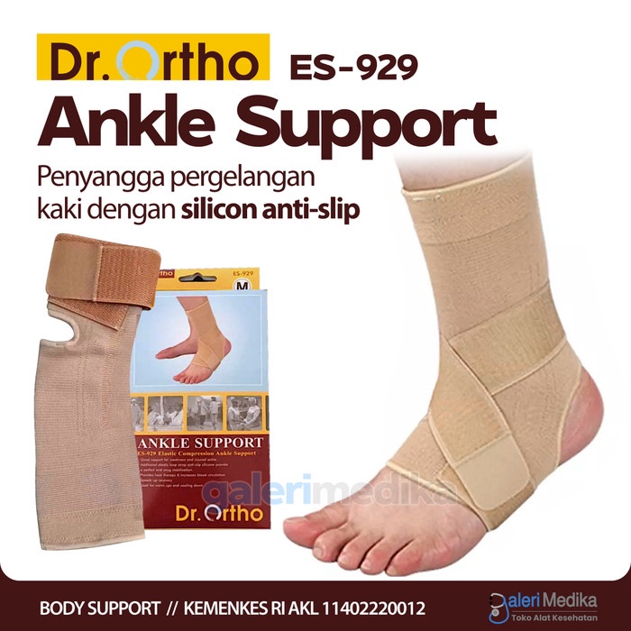 Dr. Ortho ES-929 Elastic Ankle Support dengan silicone / Ankle Support