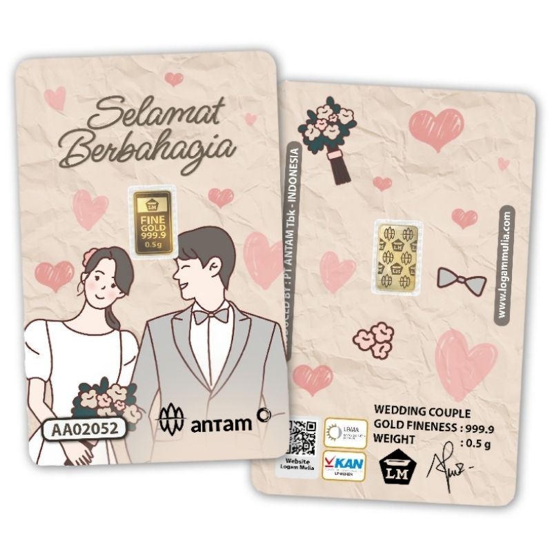 UM1 Logam Mulia Emas ANTAM 0.5 gr Happy Wedding Gift Series