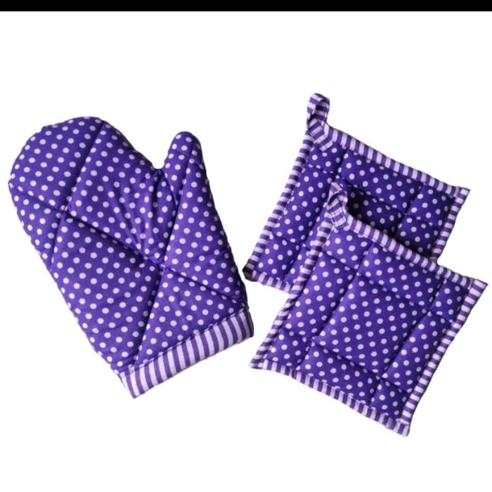 serba- Sarung Tangan Oven Ungu / Cempal Anti Panas Ungu Set Dapur