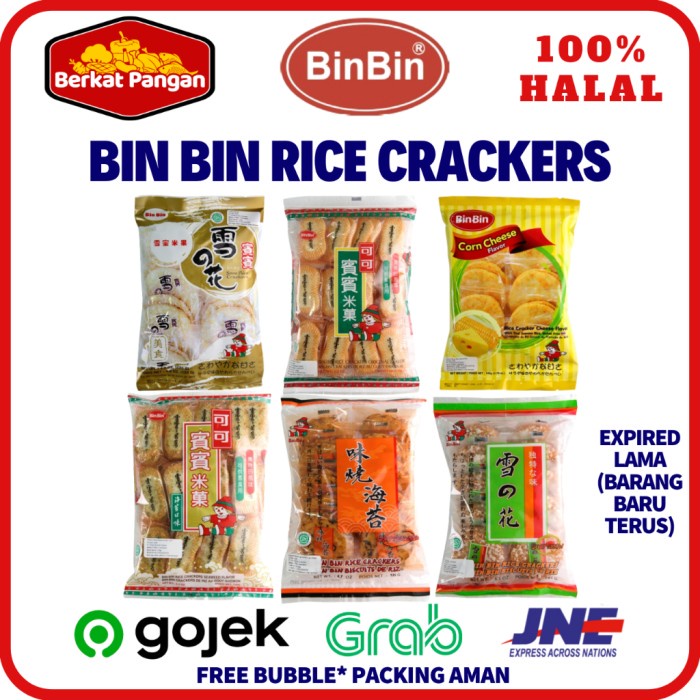 

Promo Terbatas Bin Bin Rice Crackers Original / Seaweed / Snow / Spicy / Binbin Aman