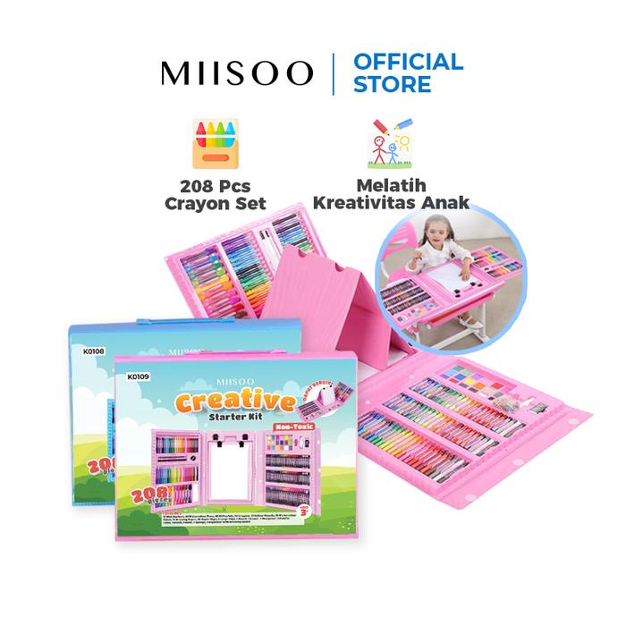 

MIISOO SET Crayon 208 PCS Set Pensil Warna Pastel Pensil Minyak warna untuk Melukis dan mewarnai