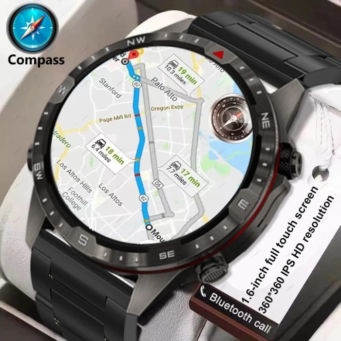 For Compass Titanium Business Sports SmartWatch Man Panda Glass
