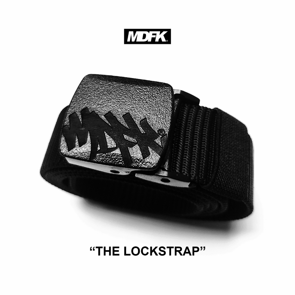 UM1 MDFK The Lockstrap belt / mdfk tag logo belt / sabuk gesper mdfk / free stickers