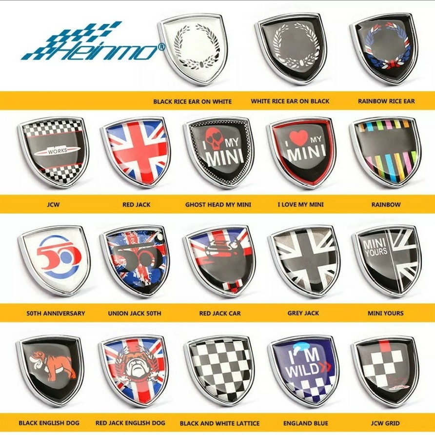 EMBLEM MINI COOPER BADGE STICKER EMBOSS UNION JACK TIMBUL emblem mobil