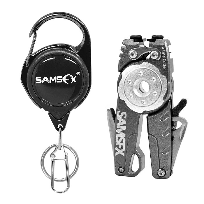 SAMSFX Fly Fishing Knot Tying Tool 6 in 1 Braided Line Cutter Hook
