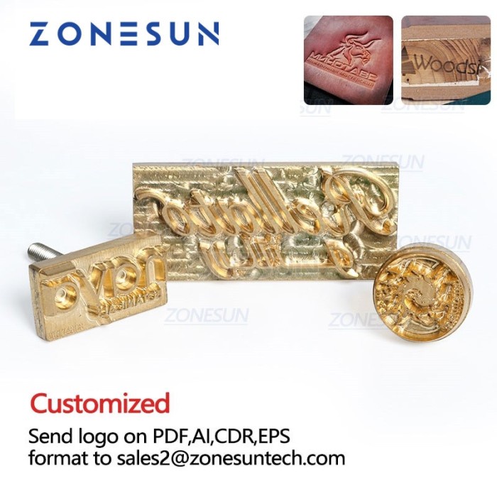 ZONESUN brass leather stamps Logo Carving Tools Embossing Seal Hot