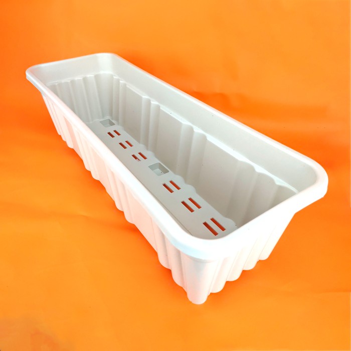 siapkirim- Pot Bunga Plastik Kotak Persegi Panjang 49cm Putih
