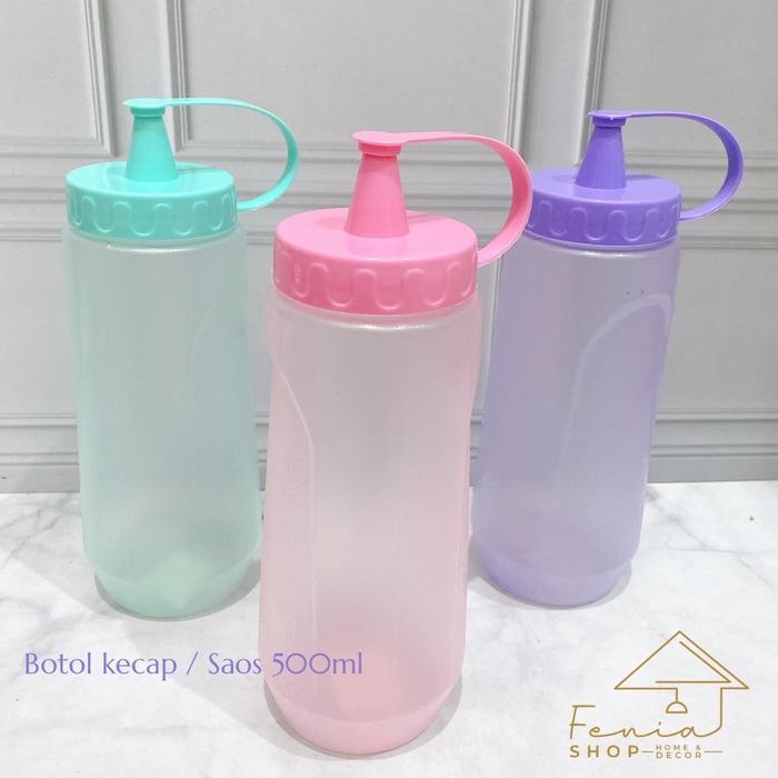 ada- BOTOL KECAP 500ml Plastik Pink Ungu Kitchenware