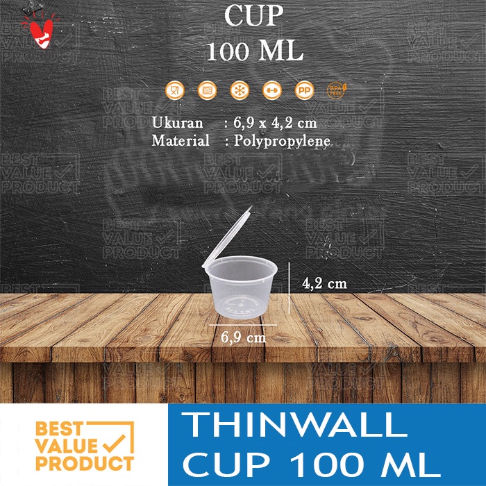 ada- Thinwall Sauce Cup 100 ml bahan PP Saos Sauce Puding